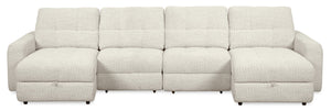Scott Living Elevate Modular 4-Piece Chenille Fabric Power Sliding Sectional with Two Storage Chaises - Beige