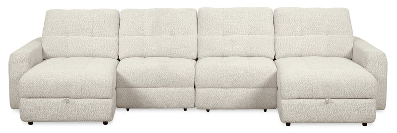 Scott Living Elevate Modular 4-Piece Chenille Fabric Power Sliding Sectional with Two Storage Chaises - Beige