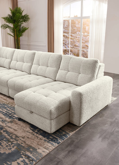 Scott Living Elevate Modular 4-Piece Chenille Fabric Power Sliding Sectional with Two Storage Chaises - Beige