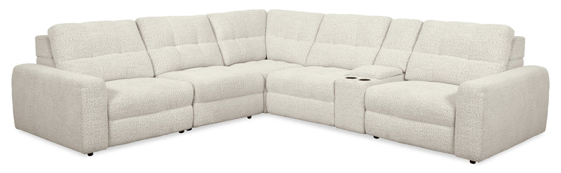 Scott Living Elevate Modular 6-Piece L-Shaped Chenille Fabric Power Reclining Sectional with Storage Console - Beige