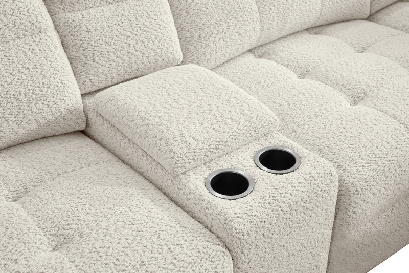 Scott Living Elevate Modular 6-Piece L-Shaped Chenille Fabric Power Reclining Sectional with Storage Console - Beige