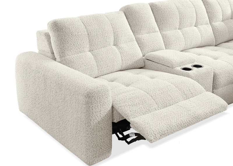 Scott Living Elevate Modular 6-Piece L-Shaped Chenille Fabric Power Reclining Sectional with Storage Console - Beige