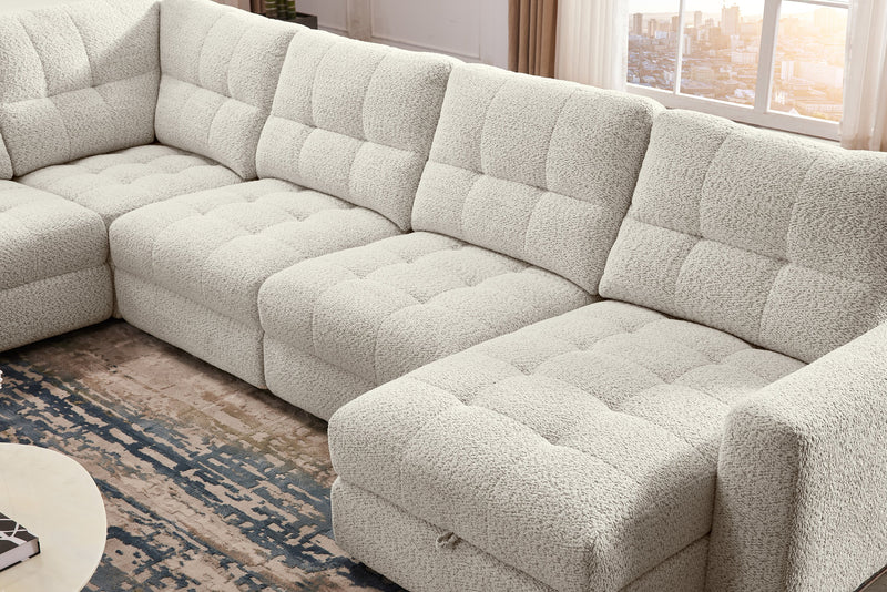 Scott Living Elevate Modular 6-Piece Right-Facing Chenille Fabric Power Reclining and Sliding Sectional - Beige
