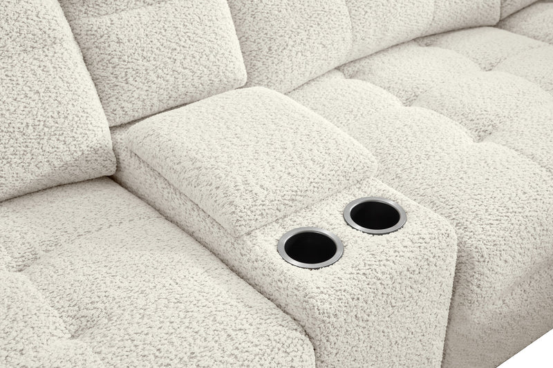 Scott Living Elevate Modular 7-Piece Right-Facing Chenille Fabric Power Reclining and Sliding Sectional - Beige