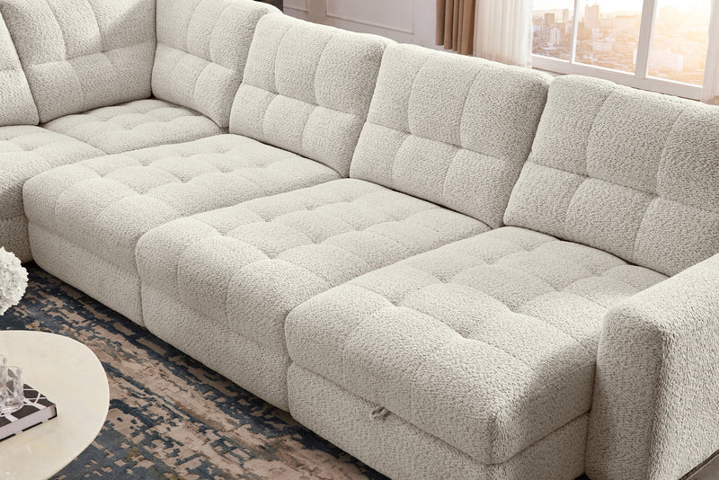 Scott Living Elevate Modular 7-Piece Right-Facing Chenille Fabric Power Reclining and Sliding Sectional - Beige