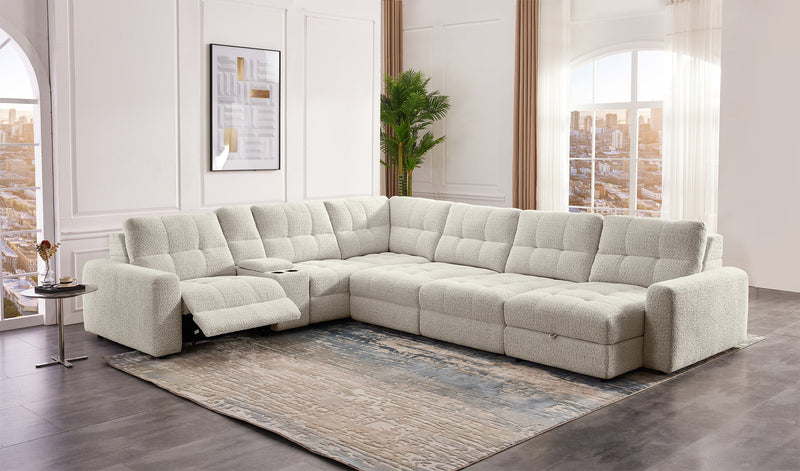 Scott Living Elevate Modular 7-Piece Right-Facing Chenille Fabric Power Reclining and Sliding Sectional - Beige
