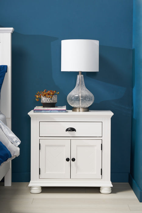 Ella Bedside 1-Drawer & Cabinet Nightstand, 28\"W x 27\"H - White