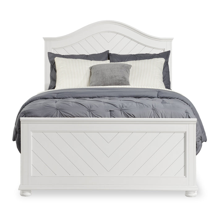Ella Panel Bed with Headboard & Frame, Chevron Pattern, White - Full Size
