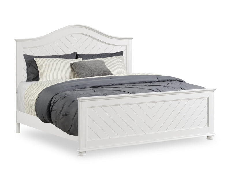 Ella 5pc Bedroom Set with Panel Bed, Dresser & Mirror, White  - King Size