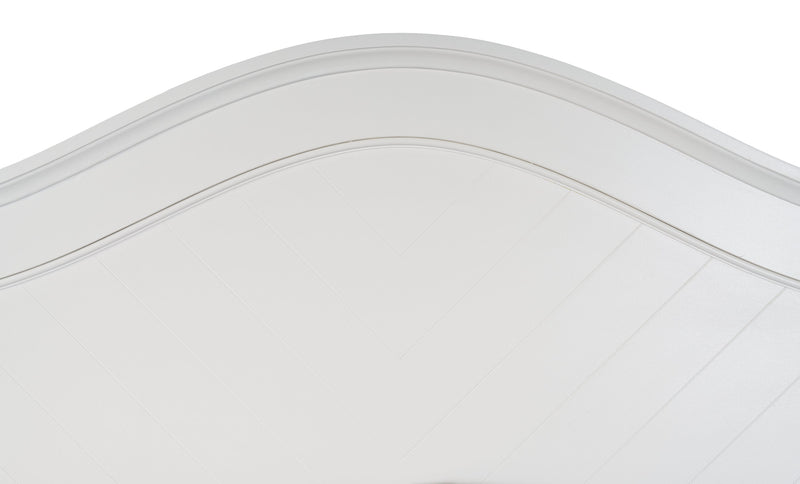 Ella Panel Bed with Headboard & Frame, Chevron Pattern, White - Queen Size