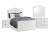 Ella 6pc Bedroom Set with Panel Bed, Dresser, Mirror & Nightstand, White - Queen Size