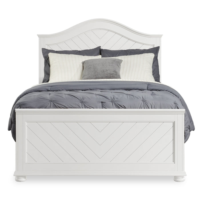 Ella 6pc Bedroom Set with Panel Bed, Dresser, Mirror & Nightstand, White - Queen Size