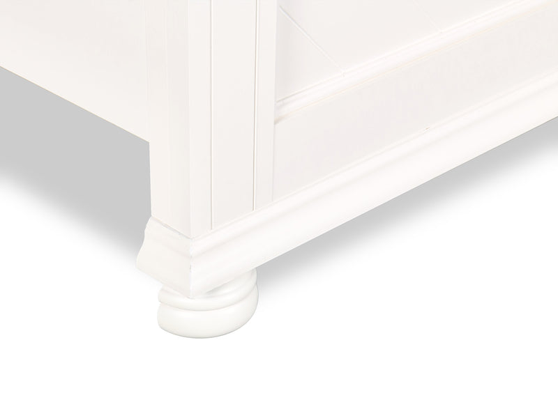 Ella Panel Bed with Headboard & Frame for Kids, Chevron Pattern, White - Twin Size