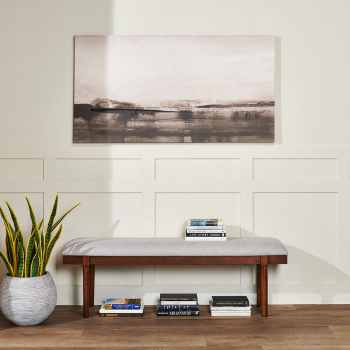 Ember Dining Bench with Polyester Fabric, 59\"W - Grey & Brown