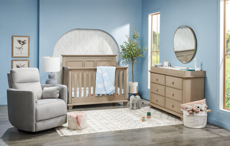 Ember 36\" Fabric Swivel Glider Reclining Chair - Silver Cotton