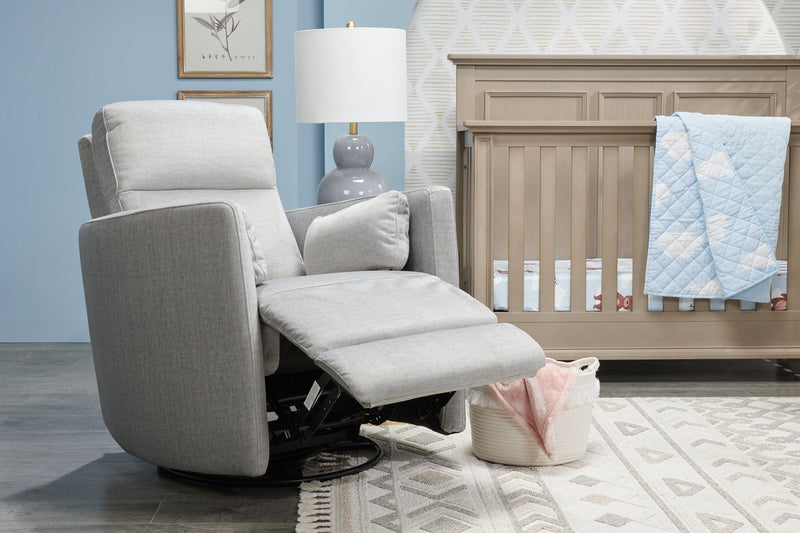 Ember 36\" Fabric Swivel Glider Reclining Chair - Silver Cotton