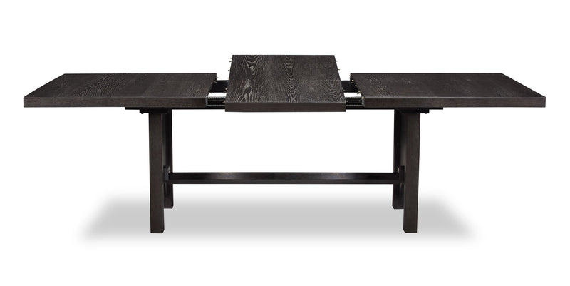 Emery Dining Table with 72-96\"W Extension, Wood - Black