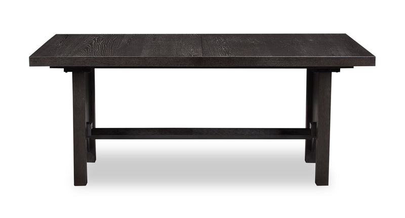 Emery Dining Table with 72-96\"W Extension, Wood - Black