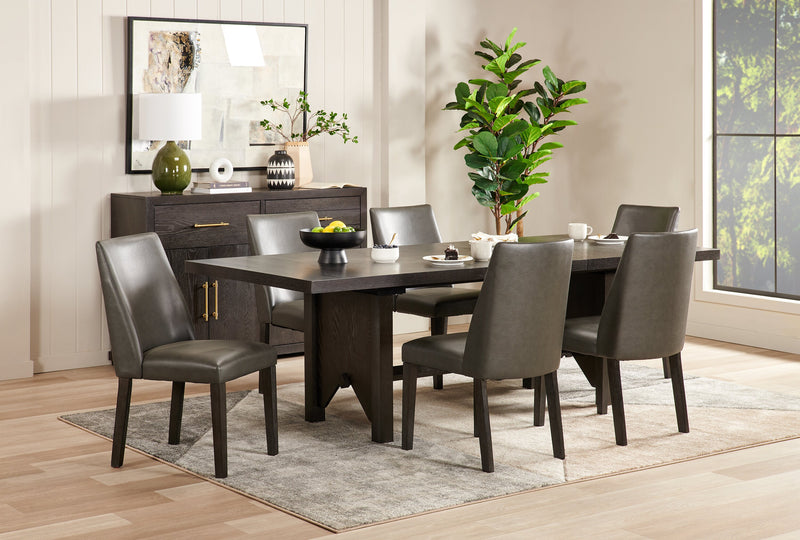 Emery Dining Chair with Vegan-Leather Fabric - Brown