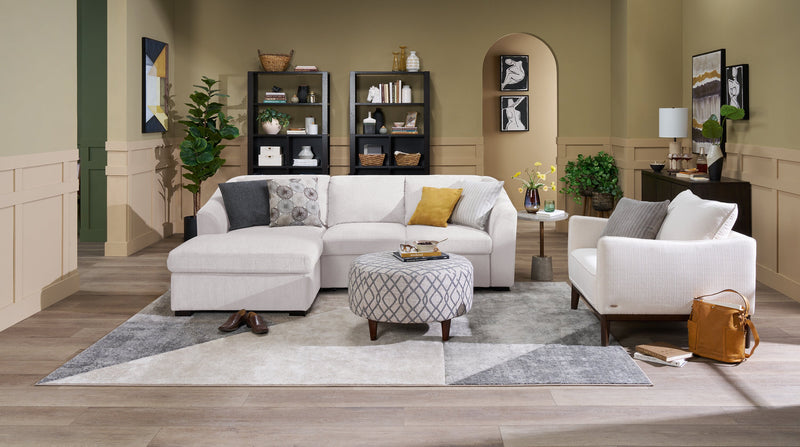 Envy 2-Piece Left-Facing Chenille Fabric Sleeper Sectional with Storage Chaise - Almond Beige