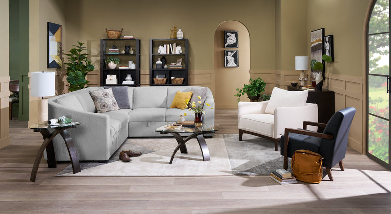 Envy 3-Piece Chenille Fabric Sectional - Fog Grey