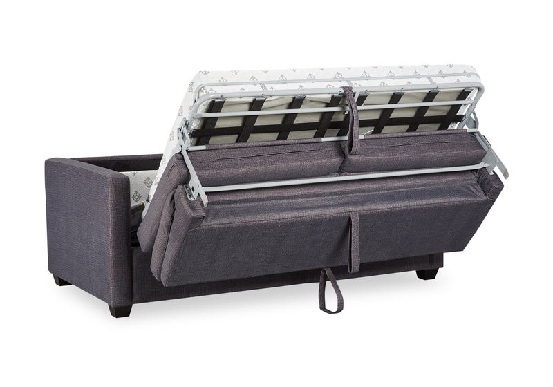 Made in Canada Everlee 76.5\" Microsuede Queen-Size Sofa Bed with Memory Foam and Two Accent Pillows - Grey