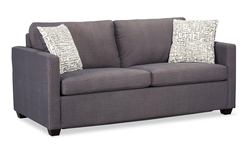 Made in Canada Everlee 76.5\" Microsuede Queen-Size Sofa Bed with Memory Foam and Two Accent Pillows - Grey