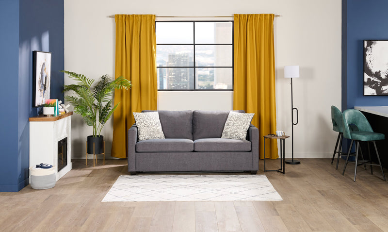 Made in Canada Everlee 76.5\" Microsuede Queen-Size Sofa Bed with Memory Foam and Two Accent Pillows - Grey