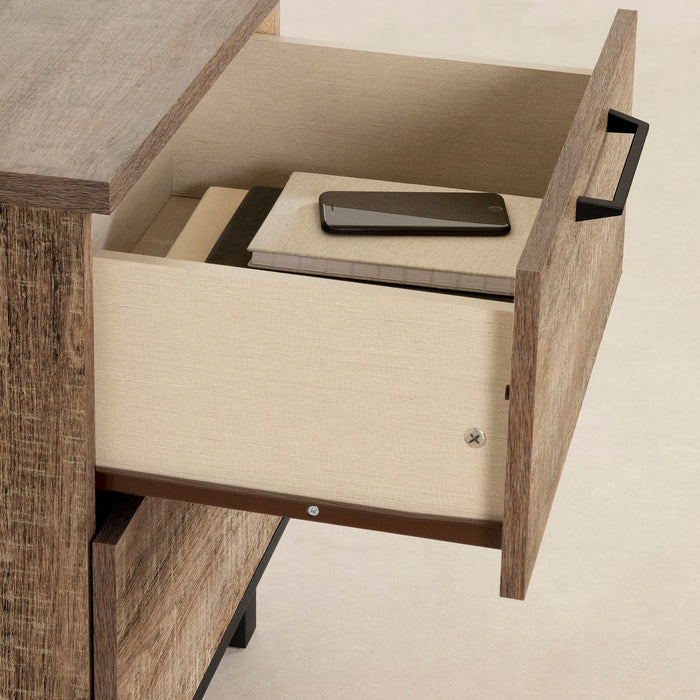 Everley Platform Bed 5pc Set with Panel Headboard, Chest & Nightstand, Two-Tone - Twin Size