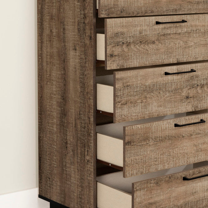 Everley Platform Bed 5pc Set with Panel Headboard, Chest & Nightstand, Two-Tone - Twin Size