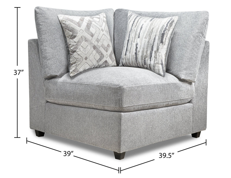Scott Living Evolve Modular 5-Piece Linen-Look Fabric Sectional with Feather Down Cushions - Grey