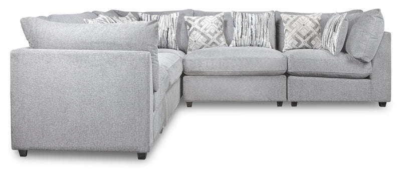 Scott Living Evolve Modular 5-Piece Linen-Look Fabric Sectional with Feather Down Cushions - Grey