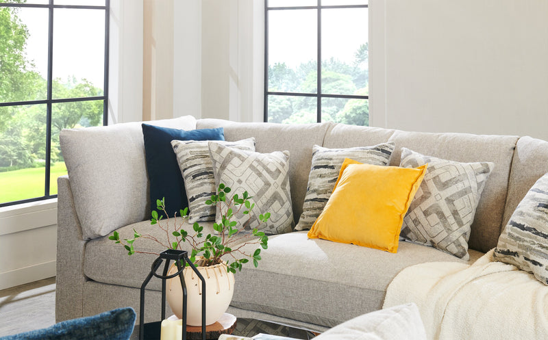 Scott Living Evolve Modular 5-Piece Linen-Look Fabric Sectional with Feather Down Cushions - Grey