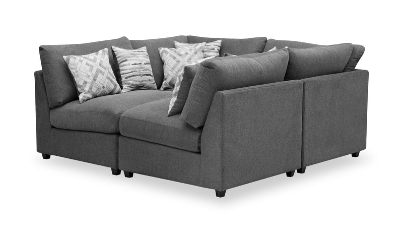 Scott Living Evolve Modular 4-Piece Linen-Look Fabric Pit Sofa Sectional with Feather Down Cushions - Charcoal