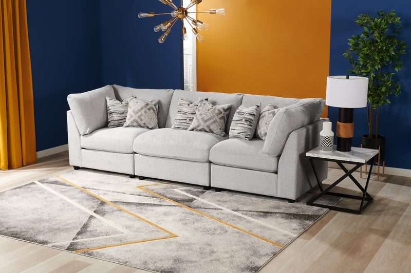 Scott Living Evolve Modular 39.5\" Linen-Look Fabric Corner Chair with Feather Down Cushions - Grey