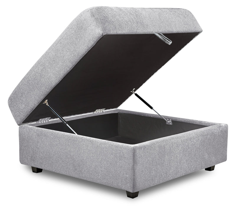Scott Living Evolve Modular 39.5\" Linen-Look Fabric Storage Ottoman with Feather Down Cushion - Grey