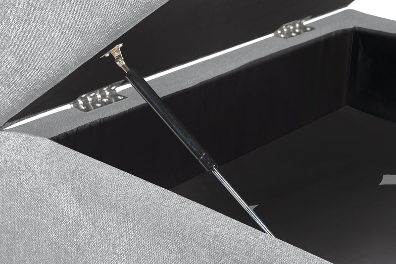 Scott Living Evolve Modular 39.5\" Linen-Look Fabric Storage Ottoman with Feather Down Cushion - Grey