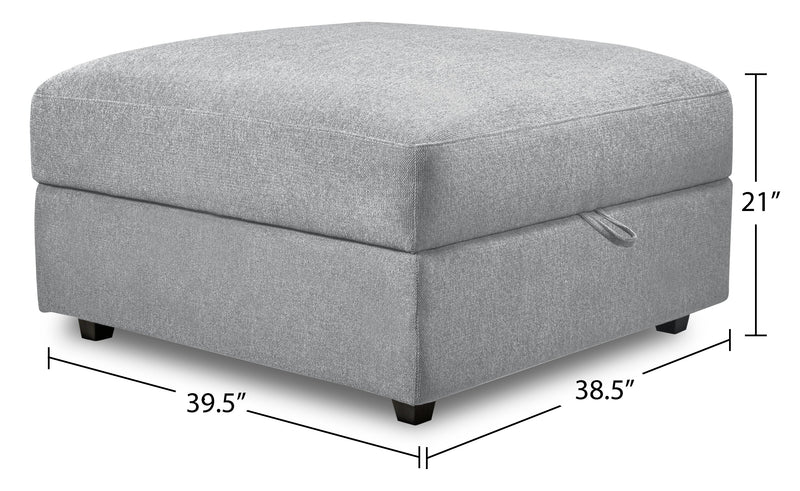 Scott Living Evolve Modular 39.5\" Linen-Look Fabric Storage Ottoman with Feather Down Cushion - Grey