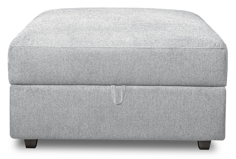 Scott Living Evolve Modular 39.5\" Linen-Look Fabric Storage Ottoman with Feather Down Cushion - Grey