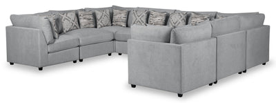 Scott Living Evolve Modular 8-Piece Linen-Look Fabric Sectional with Feather Down Cushions - Grey | Sofa sectionnel modulaire Evolve de Scott Living 8 pièces en tissu d’apparence lin avec coussins en duvet et plumes - gris