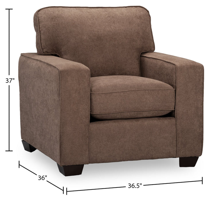 Made in Canada Fiona 36.5\" Chenille Fabric Chair with Track Arms - Mocha Brown