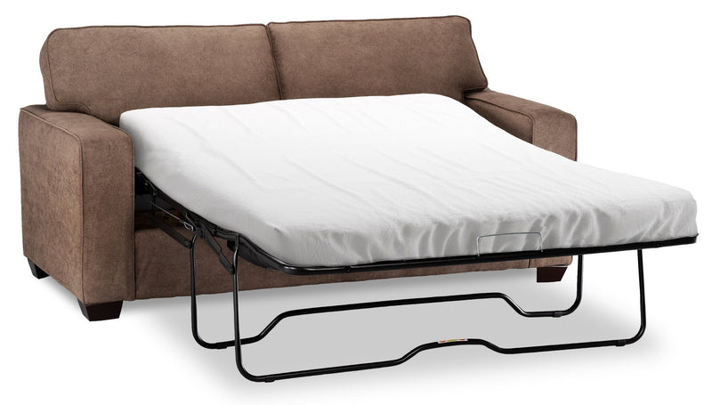 Made in Canada Fiona 58\" Chenille Fabric Twin-Size Sofa Bed with Track Arms - Mocha Brown