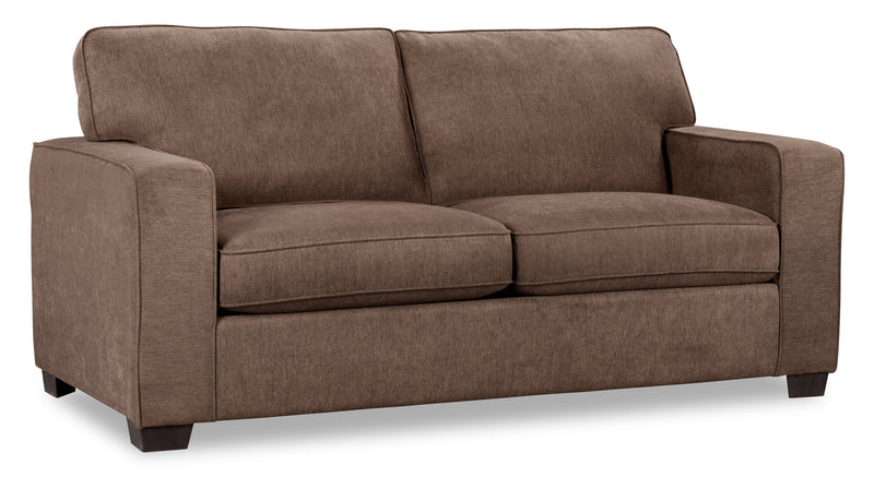 Made in Canada Fiona 74\" Chenille Fabric Full-Size Sofa Bed with Track Arms - Mocha Brown
