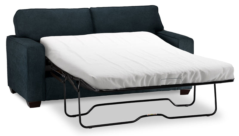 Made in Canada Fiona 74\" Chenille Fabric Full-Size Sofa Bed with Track Arms - Navy Blue