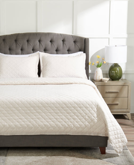 Flaxseed Cove 3-Piece Queen Quilt Set - Natural Linen