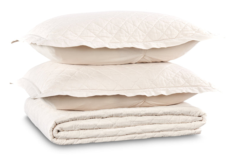 Flaxseed Cove 3-Piece Queen Quilt Set - Natural Linen