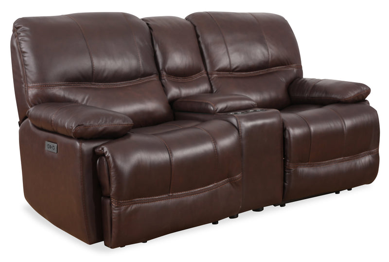 Franco 79\" Genuine Leather Zero Gravity Power Reclining Loveseat with Storage Console and USB Ports - Brown