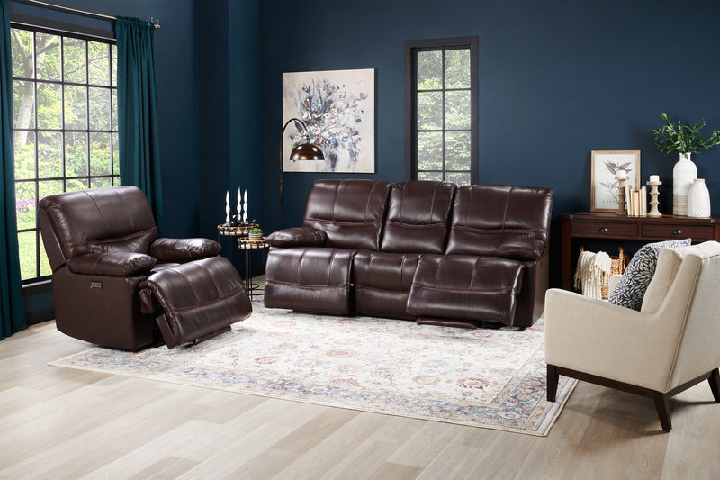 Franco 89\" Genuine Leather Zero Gravity Power Reclining Sofa with USB Ports - Brown