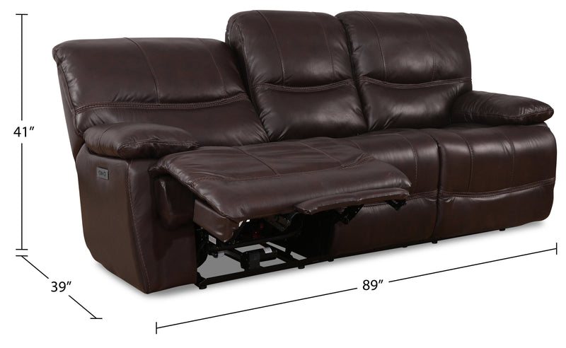 Franco 89\" Genuine Leather Zero Gravity Power Reclining Sofa with USB Ports - Brown