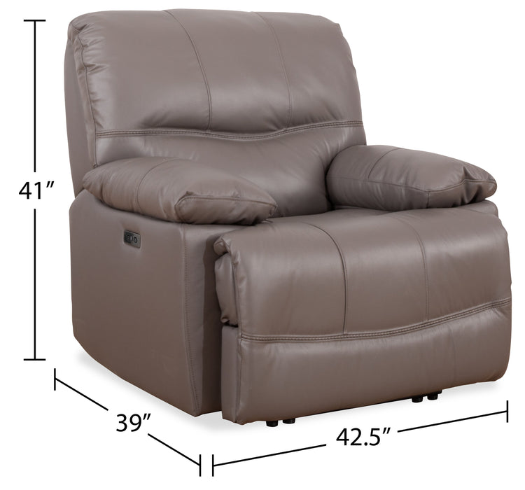 Franco 42.5\" Genuine Leather Zero Gravity Power Reclining Chair with USB Port - Grey